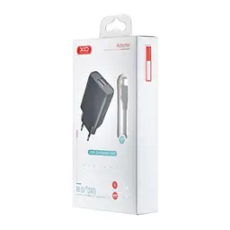 Зарядний пристрій - блок + кабель комплект XO L57 2-в-1 Type-C 2USB 2.1A Чорний - мініатюра 2