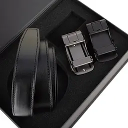 Подарунковий чоловічий набір Handycover 2515 (ремінь з 2 пряжками) чорний в коробці - мініатюра 5