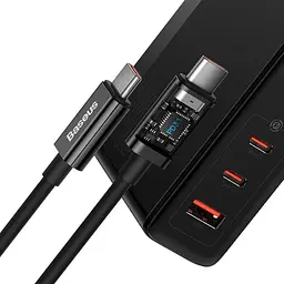 Зарядний пристрій Baseus GaN5 Pro 140W (2 x Type-C + USB) + Кабель Type-C + Type-C) Black (CCGP100201) - мініатюра 8
