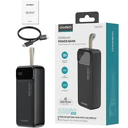 УМБ Choetech Power bank B730 30000 mAh 22.5 W Black (B730-BK) - мініатюра 3