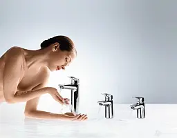 Змішувач для умивальника Hansgrohe Logis хром висота до виливу 195 мм з донним клапаном (71090000) - мініатюра 3