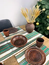 Лляна серветка з українським орнаментом Рандеву 30х40 см 27 шт. Коричневий - мініатюра 3