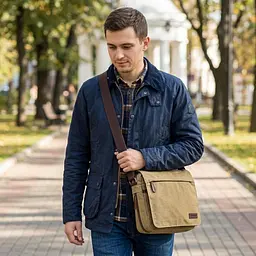 Текстильна сумка для ноутбука 13 дюймів через плече 20188 Vintage хакі - мініатюра 2