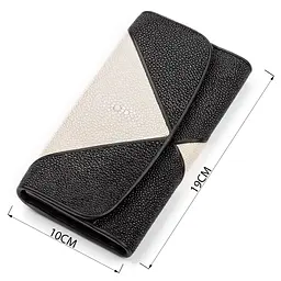 Гаманець жіночий STINGRAY LEATHER 18103 з натуральної шкіри морського ската чорний - мініатюра 7