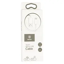 Кабель Baseus Yaven Cable USB to MicroUSB 2A 1m CAMUN-02 White - мініатюра 2