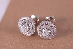 Сережки гвоздики з білого золота з діамантами S-0076 - мініатюра 7