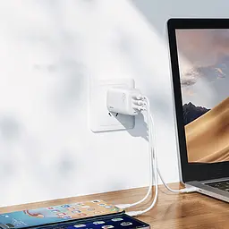 Швидка GaN зарядка 65W REMAX RP-U55 PD+QC 1xUSB-A 2xType-C EU Білий - мініатюра 7