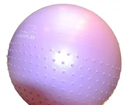 М'яч для фітнесу (фітбол) напівмасажний PowerPlay 4003 Ø75 cm Gymball Бузковий + помпа (PP_4003_75cm_Light-purple) - мініатюра 5