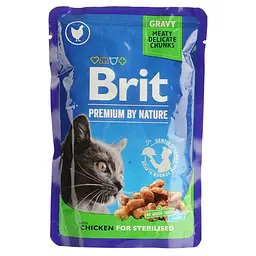 Набір вологого корму для стерилізованих кішок Brit Premium Cat Chicken Slices for Sterilised pouch з куркою 24 шт x 100 г - мініатюра 2