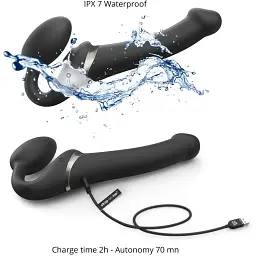 Безремневий вібрострапон Strap-On-Me Multi Orgasm Black XL регульований із вакуумною стимуляцією - мініатюра 9