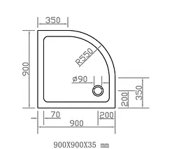 Душовий піддон Eger 90x90см SMC 599-9090R - мініатюра 4