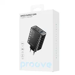 Зарядний пристрій швидкий блок Proove Speed Surge Gan 65 W (USB + 2 Type-C) чорний - мініатюра 4