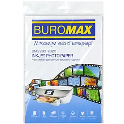 Фотопапір Buromax глянцевий самоклеючий А4 135 г/м² 20 аркушів (BM.2280-2020)