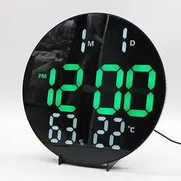 Настінний годинник електронний DS-3813L, круглий годинник на стіну Чорний