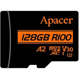 Карта пам'яті Apacer microSDXC 128GB Class 10 UHS-I/U3 V30 A2 R100 + SD Adapter (AP128GMCSX10U8-R) [166580] - мініатюра 2