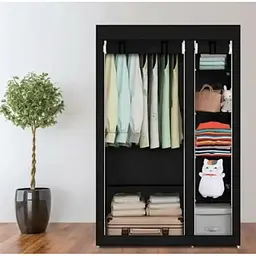 Тканинна шафа для речей складна чорна на 2 секції Storage Wardrobe 88105