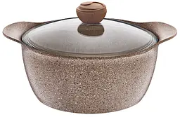Кастрюля со стеклянной крышкой OMS 3120-01-11-26-Brown 26 см 5.6 л коричневая