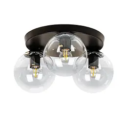 Люстра стельова LED Levistella 756XPR150F-3 BK+CL (300), 3 плафона, E27, чорний метал + прозоре скло, сучасний стиль для дому