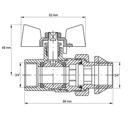 Кран з американкою Koer 3/4" "антіпротечка" KR.227-Gi KR0191 - мініатюра 3