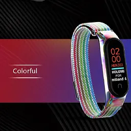 Ремінець для фітнес-браслета Boorui для Xiaomi Mi Band 5 і 6 міланська петля райдужний - мініатюра 4