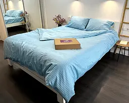 Постільна білизна LARA сатин-страйп LUX light blue d13209р полуторний - мініатюра 5
