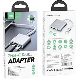 Концентратор HOCO USB-C to USB3.0+HDMI+PD HB14 Silver (6931474725790) - мініатюра 6