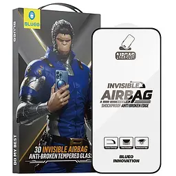 Захисне 3D скло Invisible Airbag для Apple iPhone 15 Pro (6.1") Чорний Blueo teh0031666