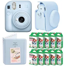 Подарочный набор камера Fujifilm Instax Mini 12, Фотобумага 100 шт, Чехол, Фотоальбом на 64 фото Голубой