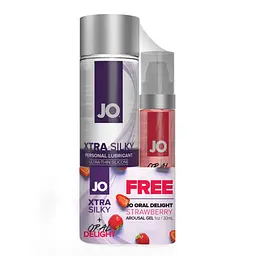 Комплект System JO GWP Xtra Silky Silicone 120 мл & Oral Delight Strawberry 30 мл