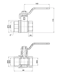 Кран кульовий Thermo Alliance Base 2" ВВ прямий, PN40, важіль SD600W50 - мініатюра 4