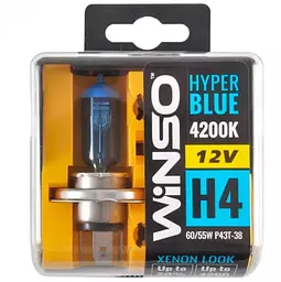 Лампа галогенна WINSO (12V H4 HYPER BLUE 4200K 60/55W P43t-38 SET) 712450