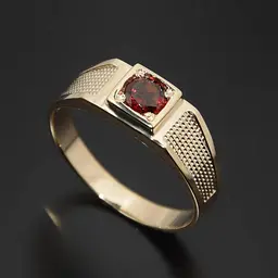 Чоловіча золота печатка з гранатом 19 MK-0002