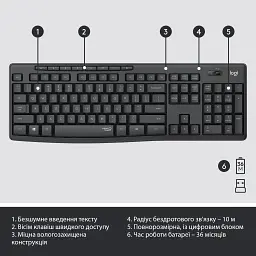 Комплект Logitech MK295 Silent UA Graphite (920-009800) - мініатюра 6