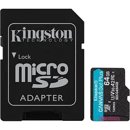 Карта пам'яті Kingston microSDXC Canvas Go! Plus 64GB Class 10 UHS-I U3 V30 A2 + SD адаптер (SDCG4/64GB) [138329] - мініатюра 2