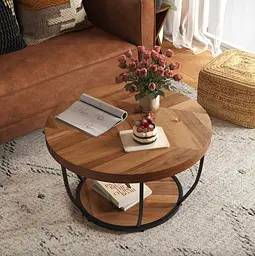 Журнальний столик Costway Leo з металевою основою в стилі Loft - мініатюра 6