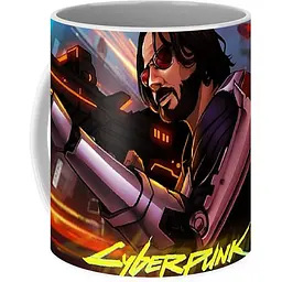 Кухоль GeekLand Cyberpunk 2077 Кіберпанк 2077 johnny silverhand fan art CY 02.577 330 мл білий - мініатюра 3