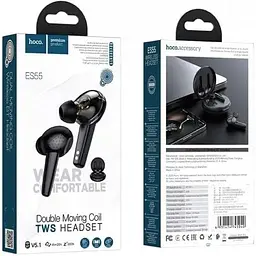 Бездротові навушники Hoco Songful TWS Dual Moving Coil Wireless BT Headset ES55 чорні 6931474745040 - мініатюра 2