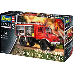 Збірна модель Revell  Пожежна машина Mercedes-Benz Unimog U1300L TLF 8/18 рівень 5, масштаб 1:24, 210 деталей (RVL-07512)