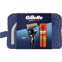 Подарунковий набір для чоловіків Gillette Fusion5 ProGlide: бритва + змінні катріджі для гоління 2 шт. + гель для гоління 200 мл + косметичка - мініатюра 2