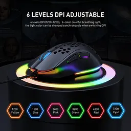 Комп'ютерна мишка Onikuma CW96 провідна з RGB підсвіткою 7200 DPI 8 кнопок легка для ПК і ноутбука - мініатюра 3