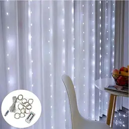 Гірлянда штора Sun Lamp крапля роси 3х3 метри 300 LED з пультом та USB живленням, біле світіння - мініатюра 5