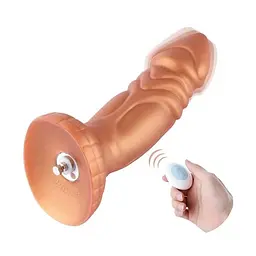 Фалоімітатор Hismith Slightly Curved Vibrating Silicone Dildo Monster Series KlicLok з вібрацією
