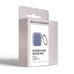 Силіконовий чохол для навушників Apple AirPods 2, Hang Case, фіолетовий, ультратонкий захисний кейс товщиною 2 мм, захист від подряпин, пилу та ударів, компактний, з карабіном для кріплення, ArmorStandart (ARM59684) - мініатюра 3