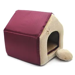 Будиночок для собак та котів Zoo-hunt Хутро бордове №3 385х480х430 мм