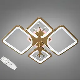 Стельова LED-люстра Diasha 8157/2+2G 83W, 68×49×12 см, 3 кольори світла, золото
