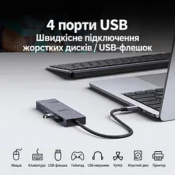 Док-станція USB-C UGREEN Revodok CM880 7 в 1 HDMI до 4K 60 Гц DisplayPort сірий (55610) - мініатюра 6