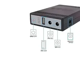 Павер банк - ДБЖ для роутера терміналу WGP Mini UPS 8800 mAh чорний - мініатюра 3