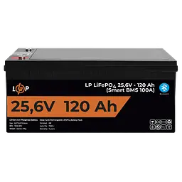 Акумулятор LP LiFePO4 25,6V - 120 Ah (3072Wh) (Smart BMS 100А) з BT пластик для ДБЖ