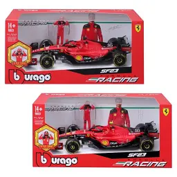 Автомодель Ferrari SF-23 1:24 с фигуркой гонщика красный металл, пластик, в ассортименте