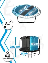 Батут із внутрішньою сіткою THUNDER Inside Elite 8FT 244 см Black - мініатюра 7